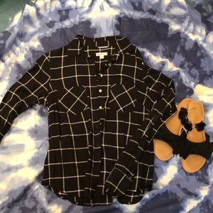 Black plaid button down